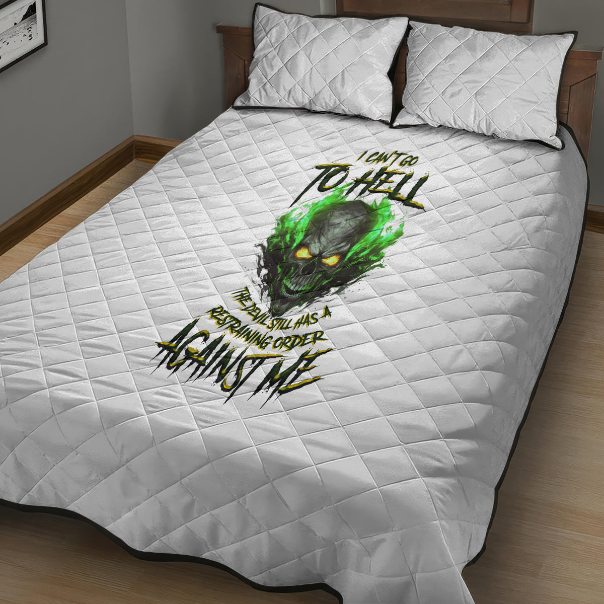 I Can't Go To Hell Fire Eyes Skull Quilt Bed Set - Wonder Print Shop