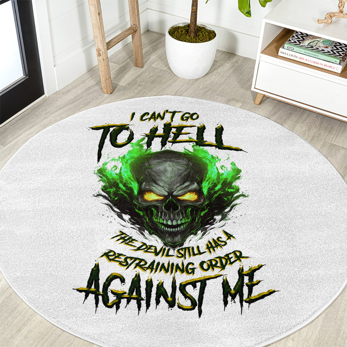 i-cant-go-to-hell-fire-eyes-skull-round-carpet
