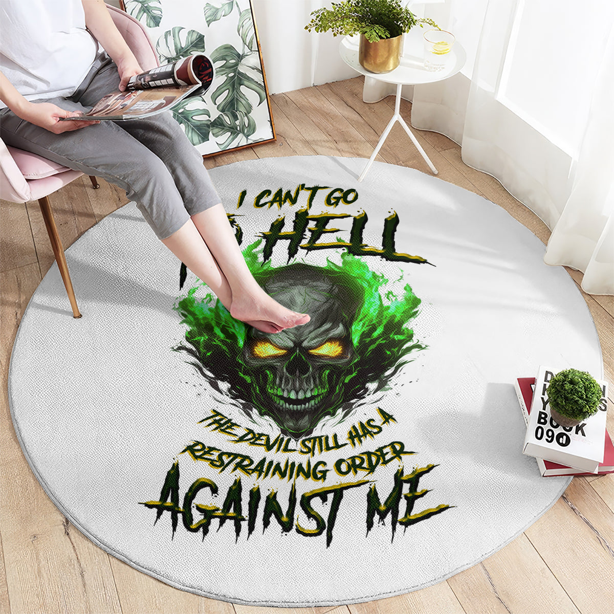 i-cant-go-to-hell-fire-eyes-skull-round-carpet