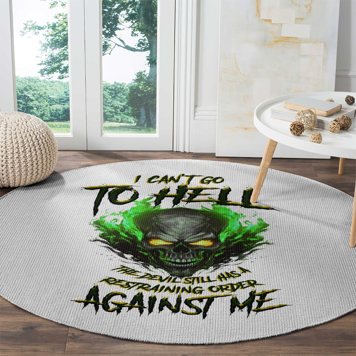 i-cant-go-to-hell-fire-eyes-skull-round-carpet