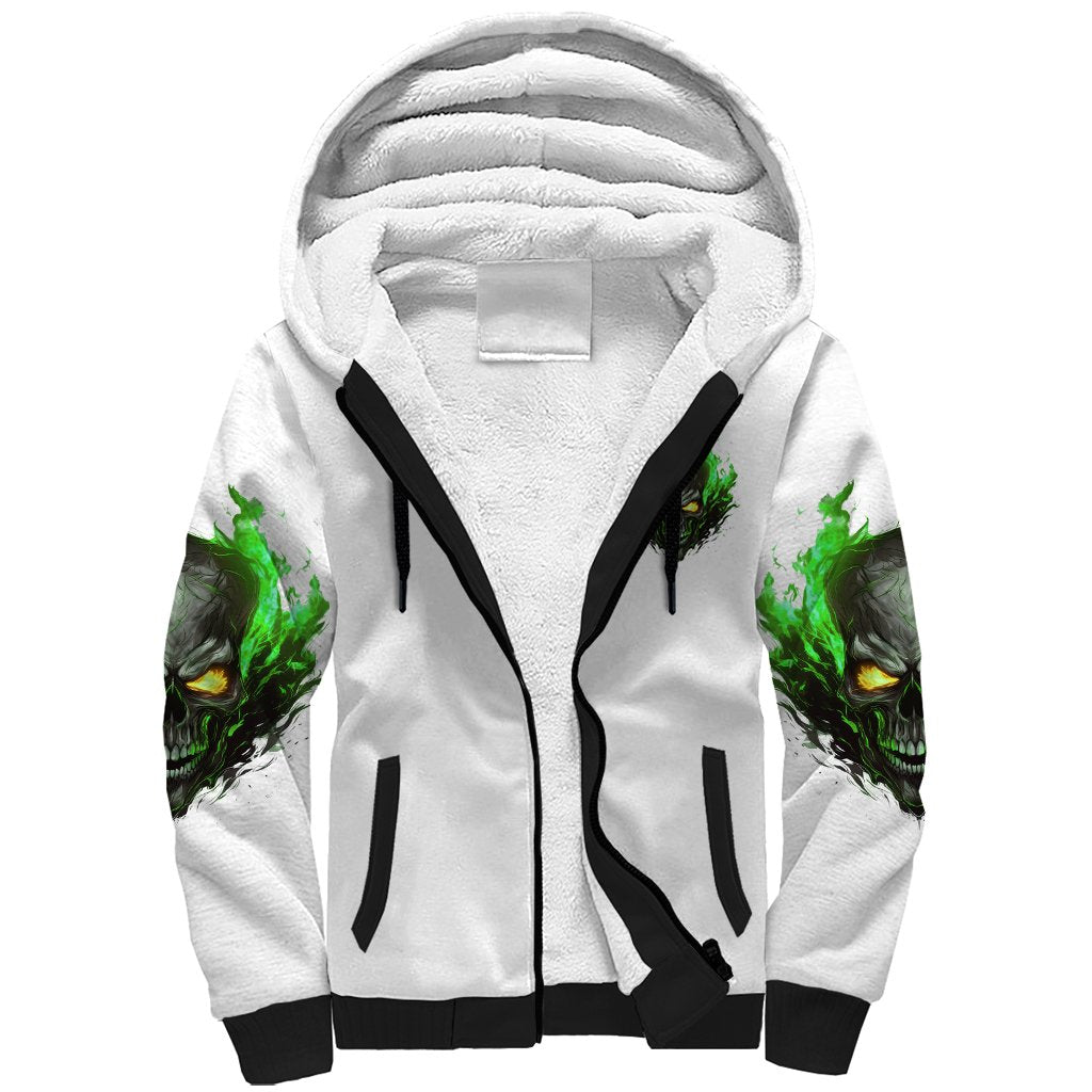 I Can't Go To Hell Fire Eyes Skull Sherpa Hoodie - Wonder Print Shop