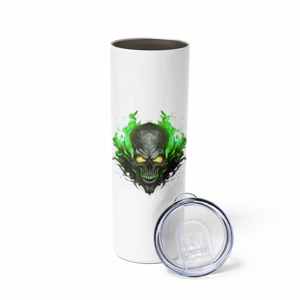 I Can't Go To Hell Fire Eyes Skull Skinny Tumbler - Wonder Print Shop