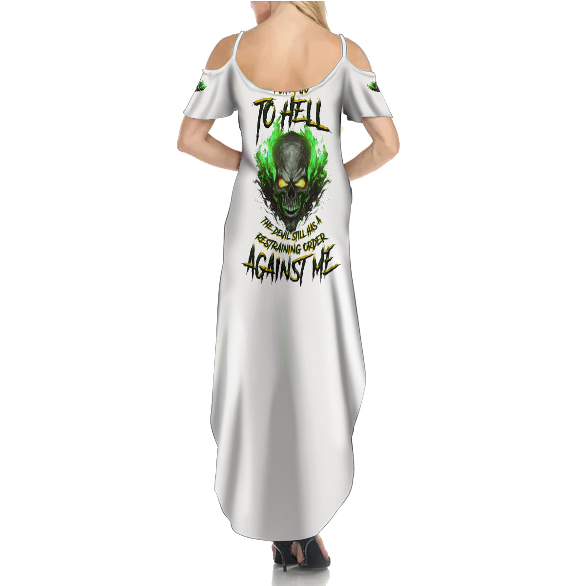 I Can't Go To Hell Fire Eyes Skull Summer Maxi Dress - Wonder Print Shop