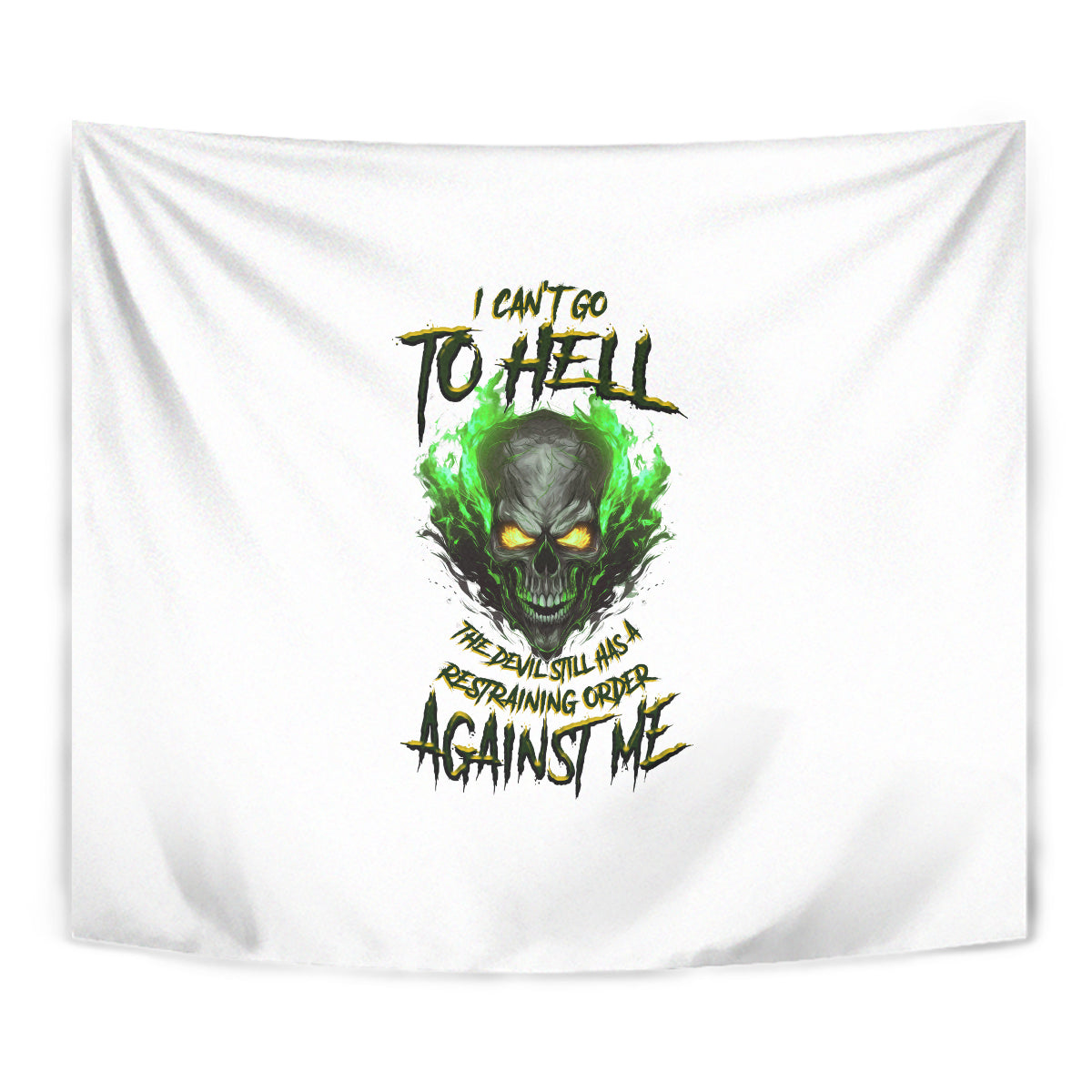 I Can't Go To Hell Fire Eyes Skull Tapestry - Wonder Print Shop