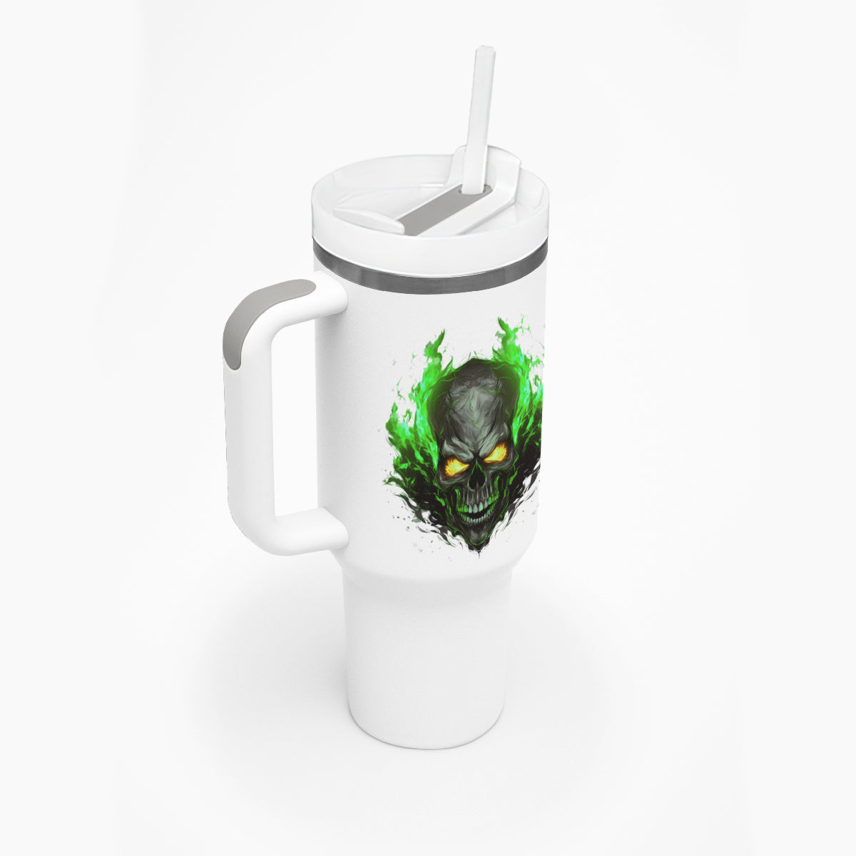 I Can't Go To Hell Fire Eyes Skull Tumbler With Handle - Wonder Print Shop