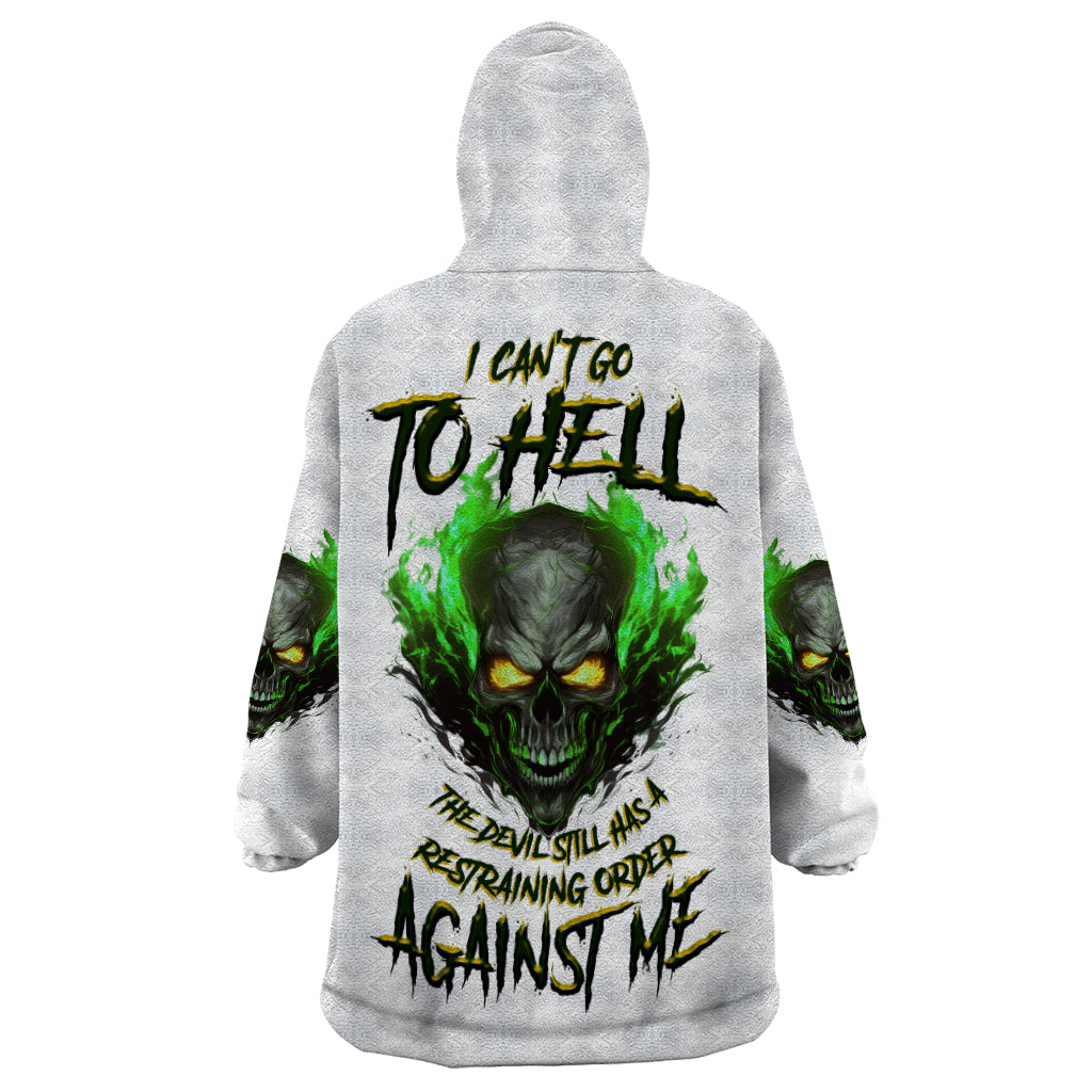I Can't Go To Hell Fire Eyes Skull Wearable Blanket Hoodie - Wonder Print Shop