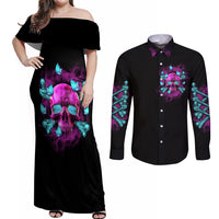 In My Defense I Was Left Unsupervised Couples Matching Off Shoulder Maxi Dress and Long Sleeve Button Shirt - Wonder Print Shop
