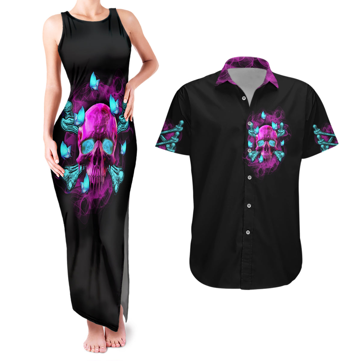 In My Defense I Was Left Unsupervised Couples Matching Tank Maxi Dress and Hawaiian Shirt - Wonder Print Shop