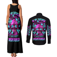In My Defense I Was Left Unsupervised Couples Matching Tank Maxi Dress and Long Sleeve Button Shirt - Wonder Print Shop