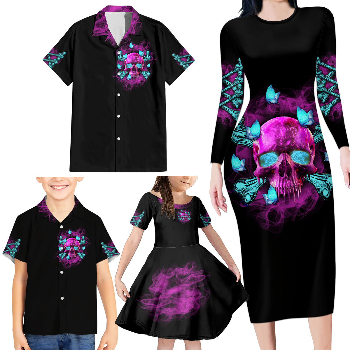 In My Defense I Was Left Unsupervised Family Matching Long Sleeve Bodycon Dress and Hawaiian Shirt - Wonder Print Shop