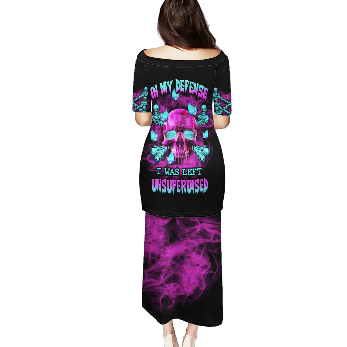 In My Defense I Was Left Unsupervised Family Matching Puletasi Dress and Hawaiian Shirt - Wonder Print Shop