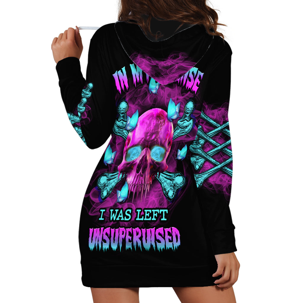 In My Defense I Was Left Unsupervised Hoodie Dress - Wonder Print Shop
