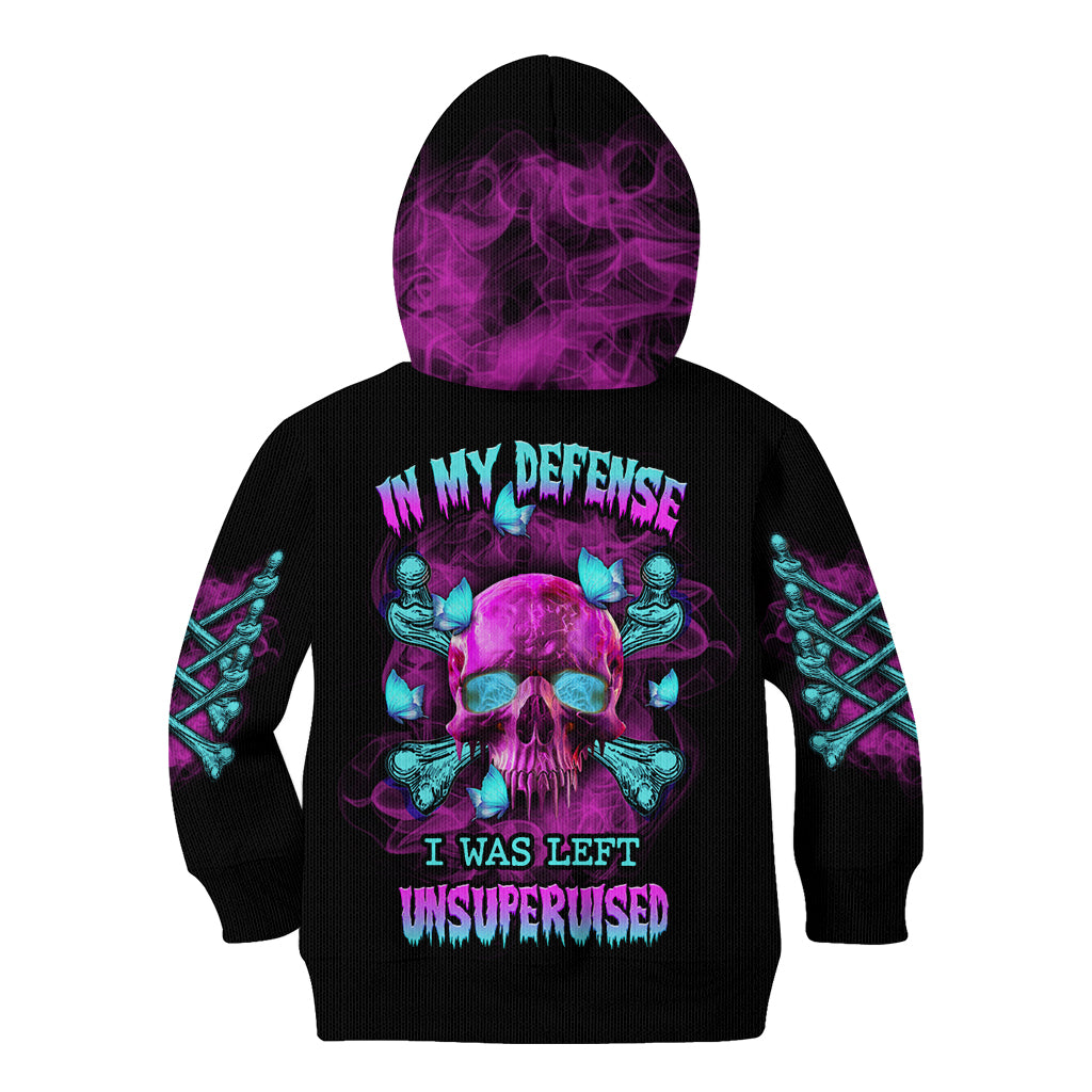 In My Defense I Was Left Unsupervised Kid Hoodie - Wonder Print Shop