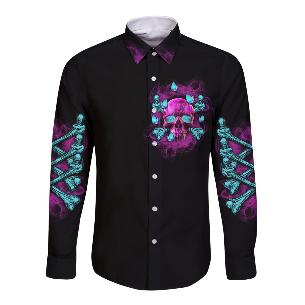 In My Defense I Was Left Unsupervised Long Sleeve Button Shirt - Wonder Print Shop