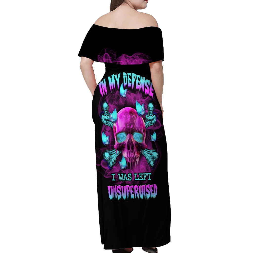In My Defense I Was Left Unsupervised Off Shoulder Maxi Dress - Wonder Print Shop