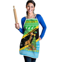 Tanzania Christmas Apron with Giraffe Christmas Tree Snowflakes and Flag - Wonder Print Shop