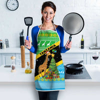 Tanzania Christmas Apron with Giraffe Christmas Tree Snowflakes and Flag - Wonder Print Shop