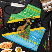 Tanzania Christmas Apron with Giraffe Christmas Tree Snowflakes and Flag - Wonder Print Shop