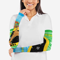 Tanzania Christmas Arm Sleeves with Giraffe Christmas Tree Snowflakes and Flag - Wonder Print Shop