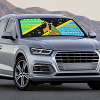 Tanzania Christmas Auto Sun Shade with Giraffe Christmas Tree Snowflakes and Flag - Wonder Print Shop