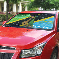Tanzania Christmas Auto Sun Shade with Giraffe Christmas Tree Snowflakes and Flag - Wonder Print Shop