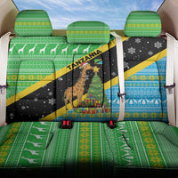 Tanzania Christmas Back Car Seat Cover with Giraffe Christmas Tree Snowflakes and Flag - Wonder Print Shop