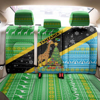Tanzania Christmas Back Car Seat Cover with Giraffe Christmas Tree Snowflakes and Flag - Wonder Print Shop