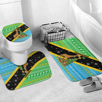 Tanzania Christmas Bathroom Set with Giraffe Christmas Tree Snowflakes and Flag - Wonder Print Shop