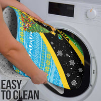 Tanzania Christmas Bathroom Set with Giraffe Christmas Tree Snowflakes and Flag - Wonder Print Shop