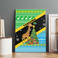Tanzania Christmas Canvas Wall Art with Giraffe Christmas Tree Snowflakes and Flag - Wonder Print Shop