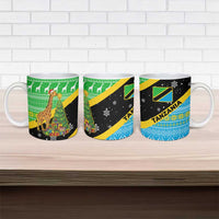 Tanzania Christmas Ceramic Mug with Giraffe Christmas Tree Snowflakes and Flag - Wonder Print Shop