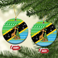 Tanzania Christmas Ceramic Ornament with Giraffe Christmas Tree Snowflakes and Flag - Wonder Print Shop