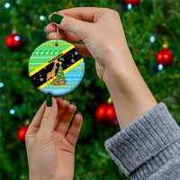 Tanzania Christmas Ceramic Ornament with Giraffe Christmas Tree Snowflakes and Flag - Wonder Print Shop