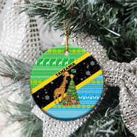 Tanzania Christmas Ceramic Ornament with Giraffe Christmas Tree Snowflakes and Flag - Wonder Print Shop