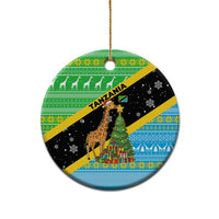 Tanzania Christmas Ceramic Ornament with Giraffe Christmas Tree Snowflakes and Flag - Wonder Print Shop