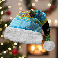 Tanzania Christmas Santa Hat with Giraffe Christmas Tree Snowflakes and Flag - Wonder Print Shop