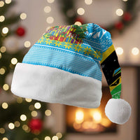 Tanzania Christmas Santa Hat with Giraffe Christmas Tree Snowflakes and Flag - Wonder Print Shop