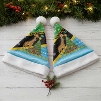Tanzania Christmas Santa Hat with Giraffe Christmas Tree Snowflakes and Flag - Wonder Print Shop