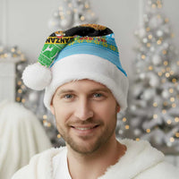 Tanzania Christmas Santa Hat with Giraffe Christmas Tree Snowflakes and Flag - Wonder Print Shop