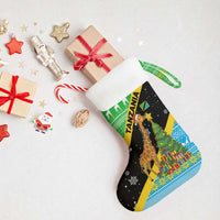 Tanzania Christmas Stocking with Giraffe Christmas Tree Snowflakes and Flag - Wonder Print Shop