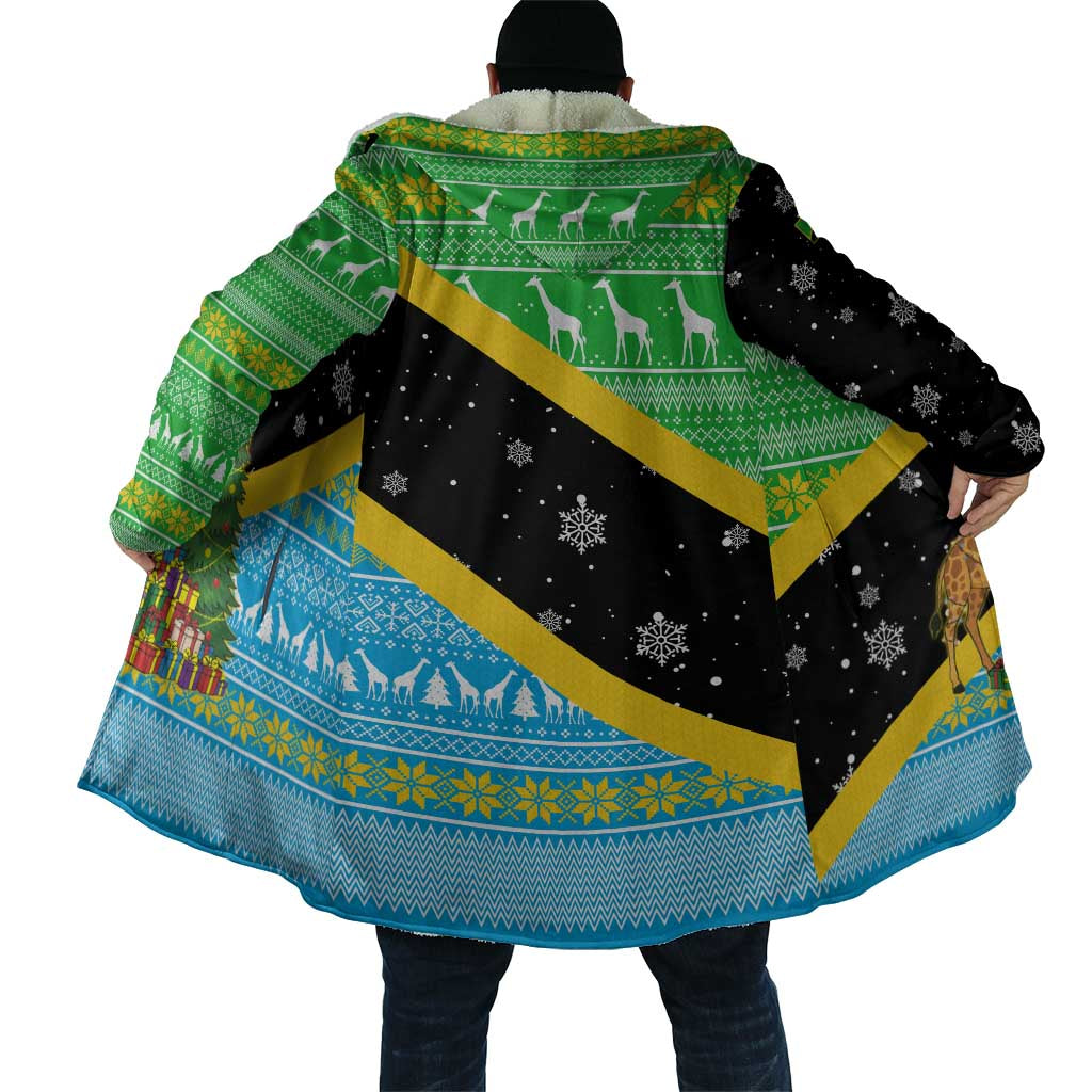 Tanzania Christmas Cloak with Giraffe Christmas Tree Snowflakes and Flag - Wonder Print Shop