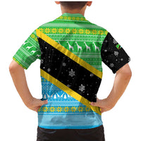 Tanzania Christmas Family Matching Mermaid Dress and Hawaiian Shirt with Giraffe Christmas Tree Snowflakes and Flag - Wonder Print Shop