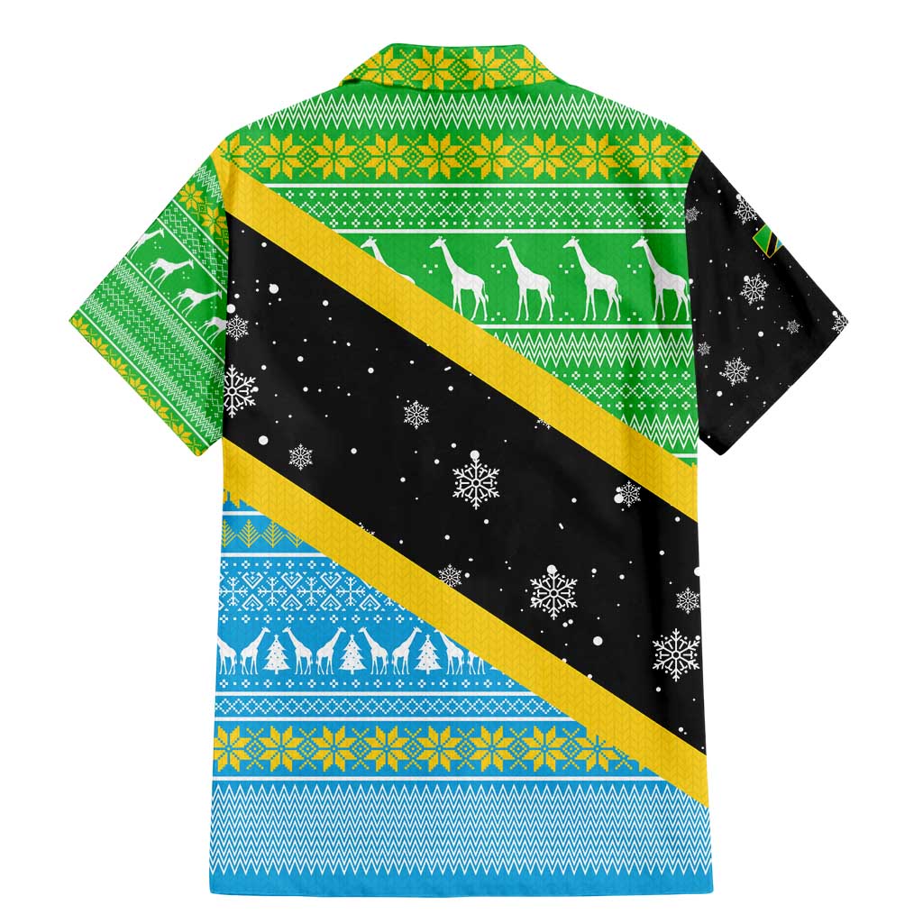 Tanzania Christmas Family Matching Mermaid Dress and Hawaiian Shirt with Giraffe Christmas Tree Snowflakes and Flag - Wonder Print Shop