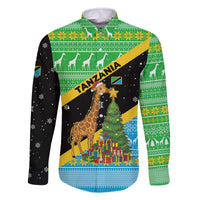 Tanzania Christmas Family Matching Off The Shoulder Long Sleeve Dress and Hawaiian Shirt with Giraffe Christmas Tree Snowflakes and Flag - Wonder Print Shop