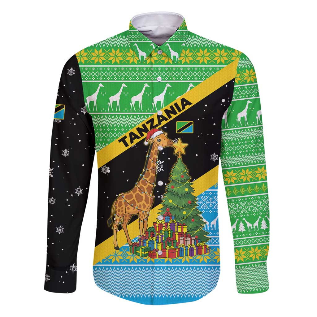 Tanzania Christmas Family Matching Puletasi and Hawaiian Shirt with Giraffe Christmas Tree Snowflakes and Flag - Wonder Print Shop