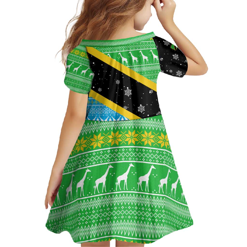 Tanzania Christmas Family Matching Summer Maxi Dress and Hawaiian Shirt with Giraffe Christmas Tree Snowflakes and Flag - Wonder Print Shop