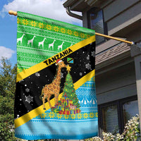 Tanzania Christmas Garden Flag with Giraffe Christmas Tree Snowflakes and Flag - Wonder Print Shop