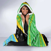 Tanzania Christmas Hooded Blanket with Giraffe Christmas Tree Snowflakes and Flag - Wonder Print Shop