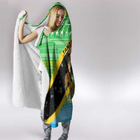 Tanzania Christmas Hooded Blanket with Giraffe Christmas Tree Snowflakes and Flag - Wonder Print Shop