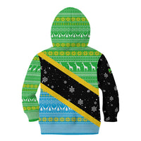 Tanzania Christmas Kid Hoodie with Giraffe Christmas Tree Snowflakes and Flag - Wonder Print Shop